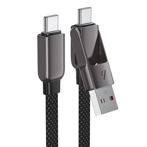 Acefast C13-05 USB-A/USB-C to USB-C Short Zinc Alloy Connector Cable (0.2M) Black