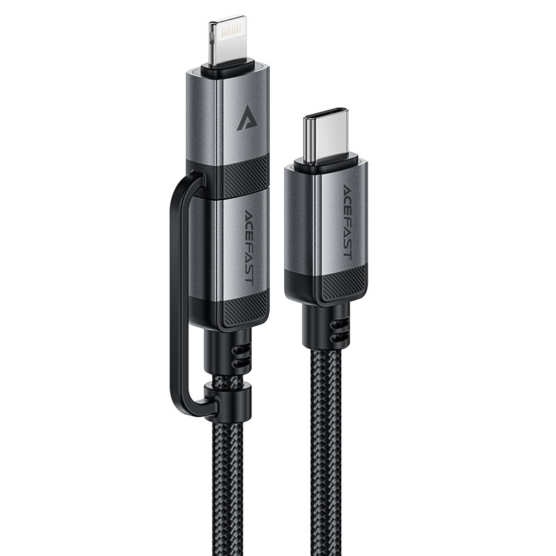 Acefast C20-01 USB-C to USB-C/Lightning Aluminum Alloy Cable (1M) Black