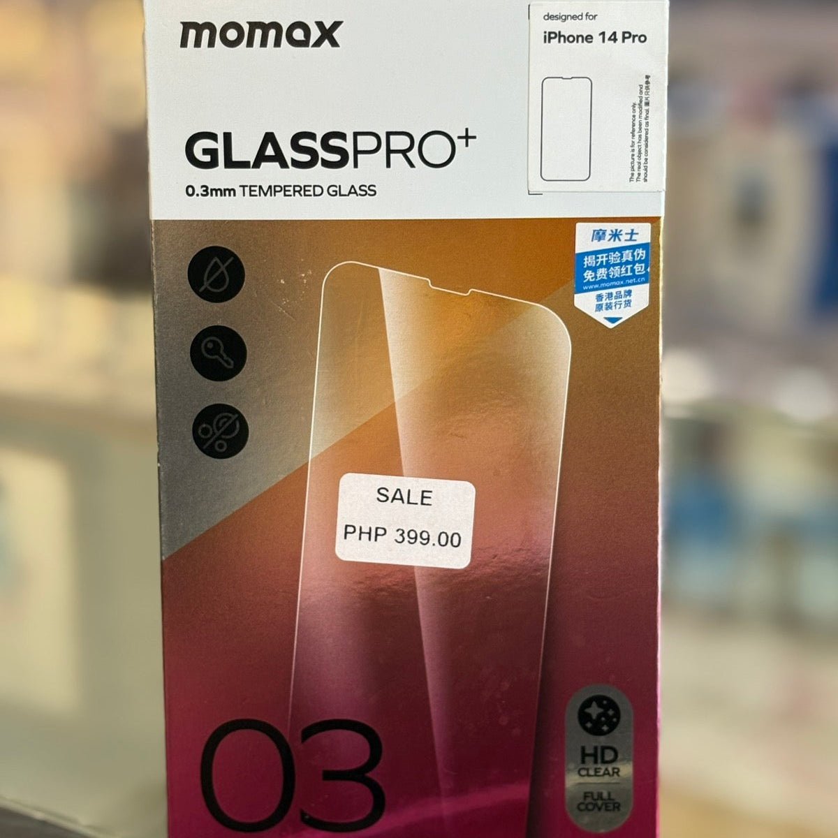 Momax Glass Pro Plus 0.3MM remium Tempered Glass for iPhone 14 Pro
