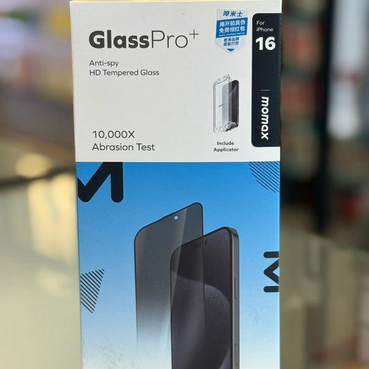 MOMAX GLASS PRO PLUS 0.3MM ANTI-SPY PREMIUM TEMPERED GLASS FOR IPHONE 16 SERIES