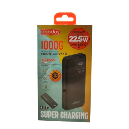 Abodos AS-PS55 PD20W Plus SCP 22.5W 10000 mAh Powerbank Black