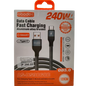 Abodos AS-DS3068C 240W Aluminum Alloy USB-A TO USB-C Cable (120CM) Black