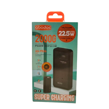 Abodos AS-PS56 PD20W Plus SCP 22.5W 20000 mAh Powerbank Black