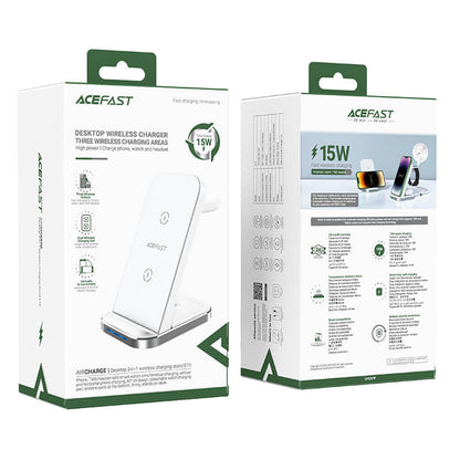 Acefast E15 Desktop 3-IN-1 Wireless Charging Stand White