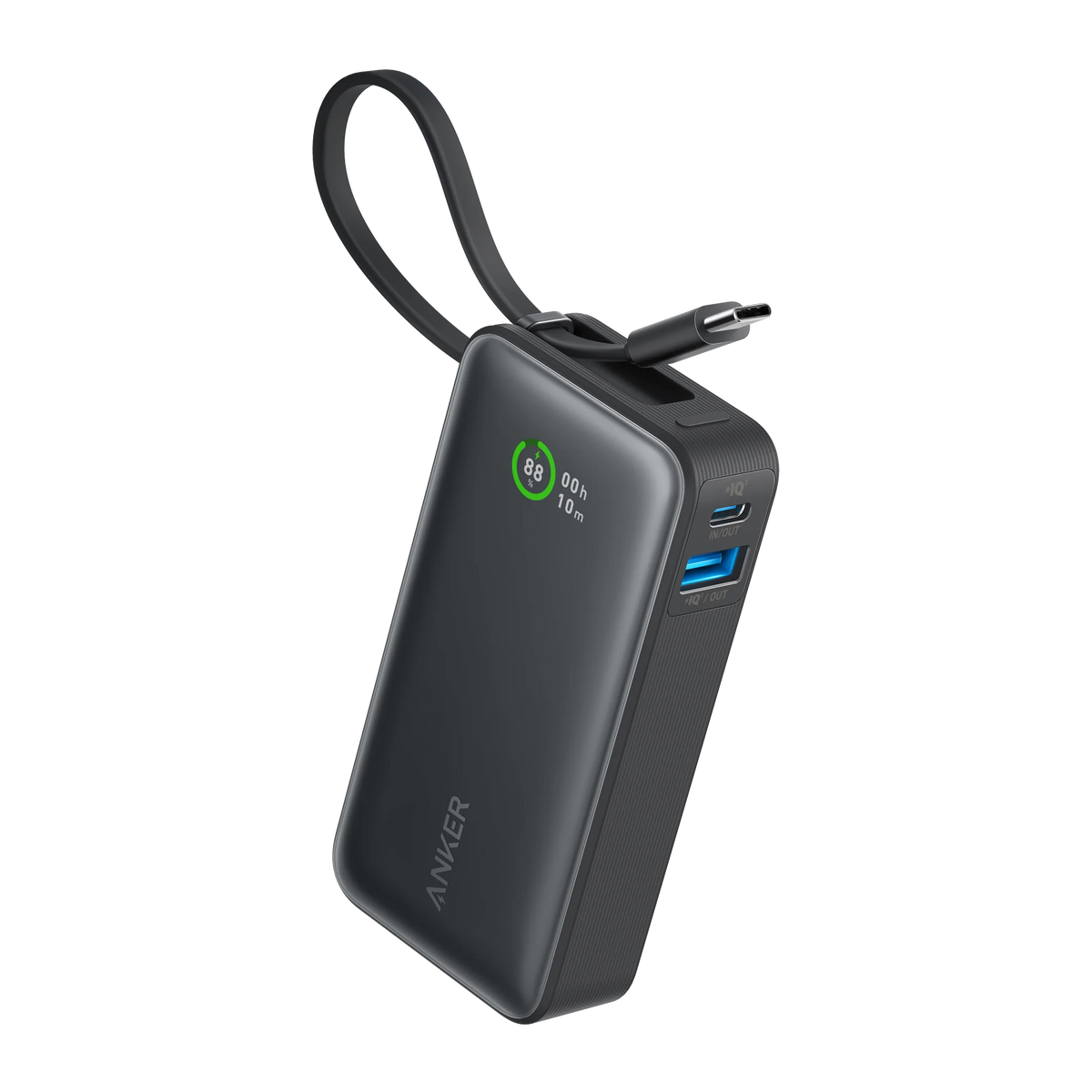 Anker 10000 mAh Nano Powerbank with Built-in Usb-c Cable (A1259) Black