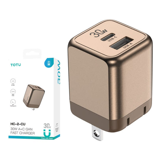 Totu HC-2-CU 30W Gan Fast Charge Adaptor Golden