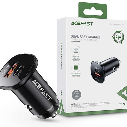 Acefast B1 Mini 38W Dual Port Car Charger Black