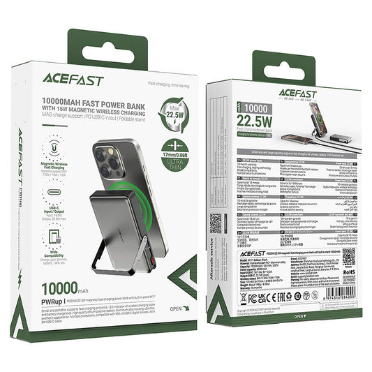 Acefast M17 10000 mAh PD20W/22.5W Magnetic Wireless Powerbank with Built-in Stand
