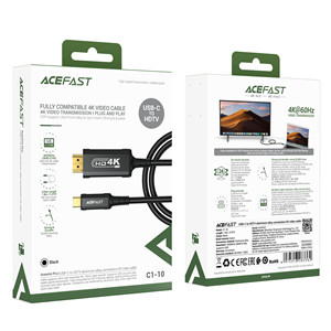 Acefast C1-10 USB-C to HDTV Aluminum Alloy Connectors HD Video Cable (1M) Black