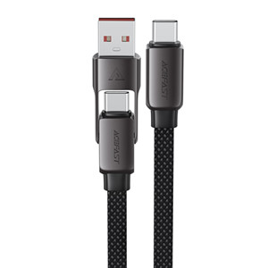 Acefast C13-04 USB-A/USB-C to USB-C Zinc Alloy Connector Cable (1.2M) Black