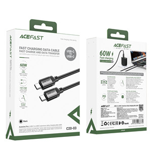 Acefast C20-03 USB-C to USB-C Aluminum Alloy Cable (1M) Black