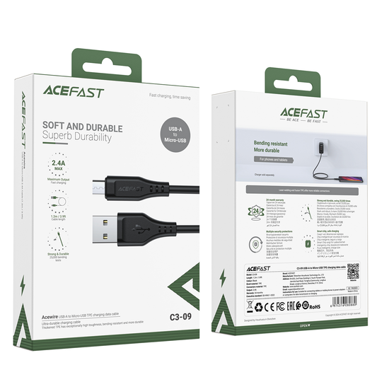 Acefast C3-09 USB-A to Micro USB TPE Cable (1.2M) White