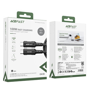Acefast C4-03 USB-C to USB-C 100W Aluminum Alloy Cable (2M) Black