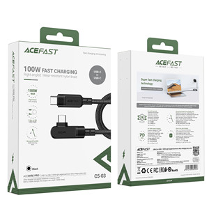 Acefast C5-03 USB-C to USB-C 100W Right Angled Cable (2M) Black
