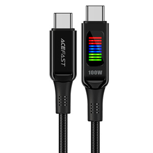 Acefast C7-03 USB-C to USB-C Zinc Alloy Charge Data Cable with Display (1.2M) Black