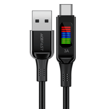 Acefast C7-04 USB-A to USB-C Zinc Alloy Charge Data Cable with Display (1.2M) Black