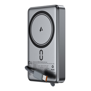 Acefast M18 10000 mAh PD20W/22.5W Magnetic Wireless Powerbank with Built-in Cable Black