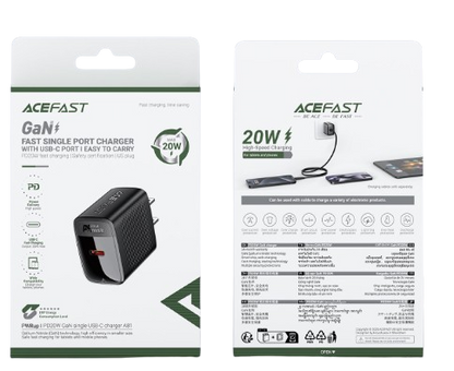 Acefast A81 PD20W GaN USB-C Charger Black