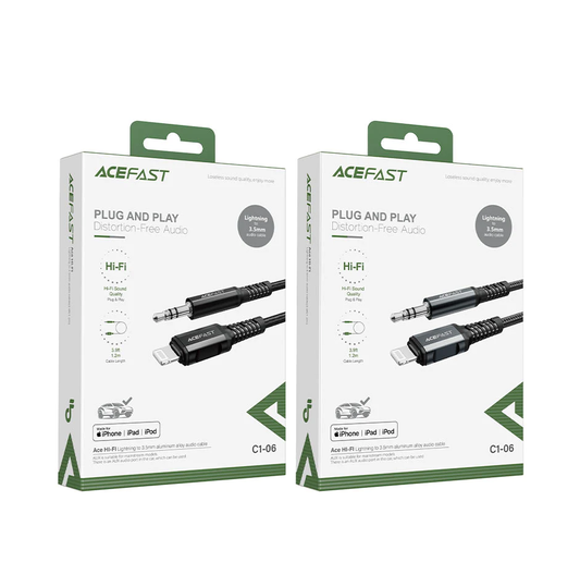 ACEFAST C1-06 LIGHTNING TO 3.5MM ALUMINUM ALLOY AUDIO CABLE (1.2M) BLACK