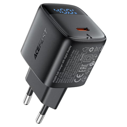 Acefast A135 PD40W GaN USB-C Charger with Digital Display Black