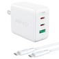 Acefast A15 65W PD 3-Port charger set white