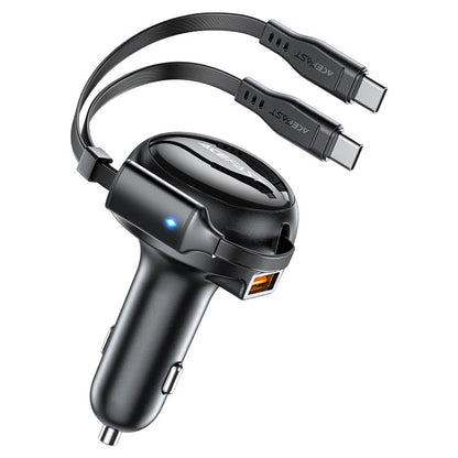 Acefast B13 53W 2-IN-1 Car Charger with Retractable Cable Black