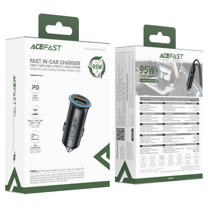 Acefast B16 95W Dual Port Metal Car Charger Metal Grey