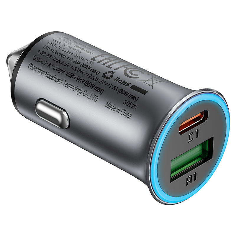 Acefast B16 95W Dual Port Metal Car Charger Metal Grey