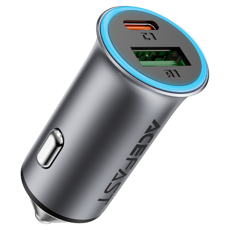 Acefast B16 95W Dual Port Metal Car Charger Metal Grey