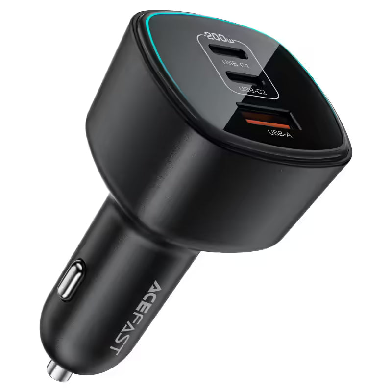 Acefast B18 200W 3-Port Fast Car Charger Black