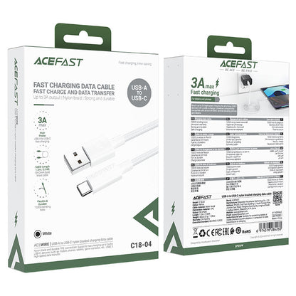 Acefast C18-04 USB-C to USB-A Cable (1.2M) White