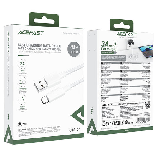 Acefast C18-04 USB-C to USB-A Cable (1.2M) White