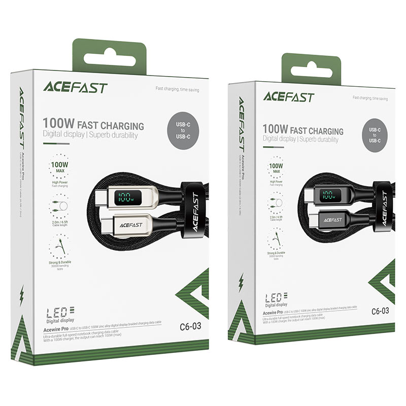 Acefast C6-03 USB-C to USB-C Digital Display Braided Cable (2M)