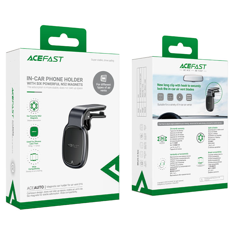 Acefast D16 Magnetic car holder for air vent metal gray