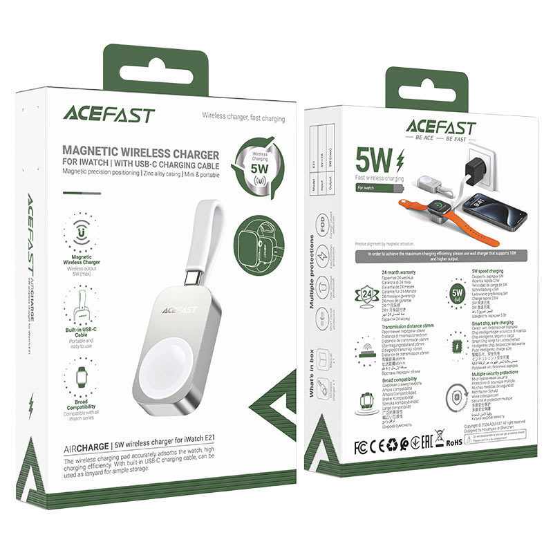 Acefast E21 5W Wireless Charger for Apple  Watch Silver
