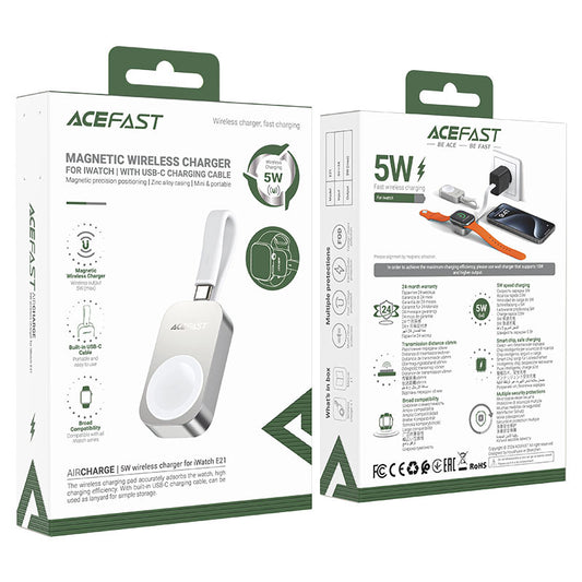 Acefast E21 5W Wireless Charger for Apple  Watch Silver