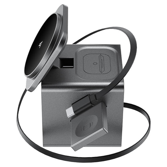 Acefast E34 22.5W 3-in-1 Wireless Desktop Charging Station Metal Gray