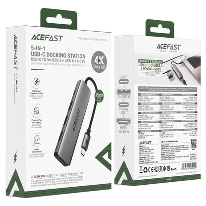Acefast J16 5-In-1 USB-C Hub Metal Grey