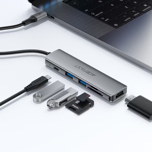 Acefast J18 6-In-1 USB-C Hub Metal Grey