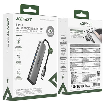 Acefast J18 6-In-1 USB-C Hub Metal Grey