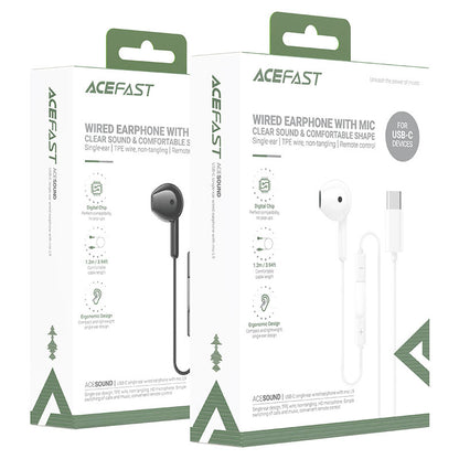 Acefast L9 USB-C Single Ear Wired Earphone with Mic Black