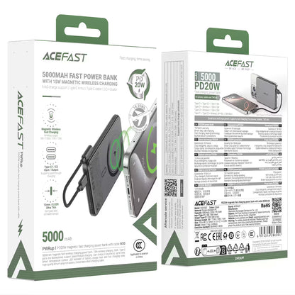 Acefast M30 PD20W 5000 mAh Magnetic Fast Charging Powerbank Black
