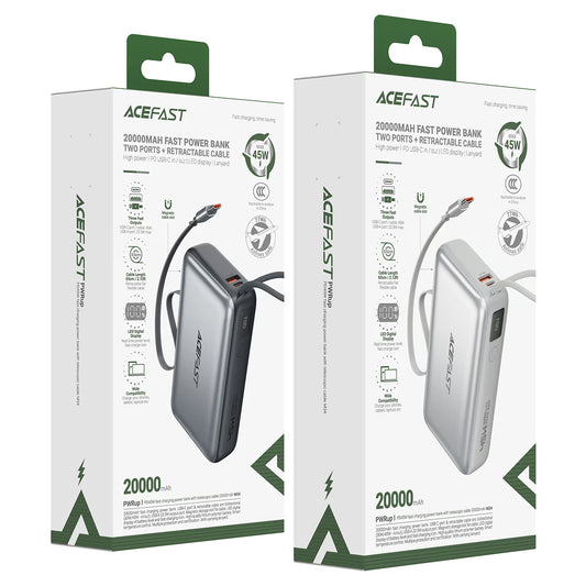 Acefast M34 PD45W 20000 mAh Powerbank with Built-in-Cable