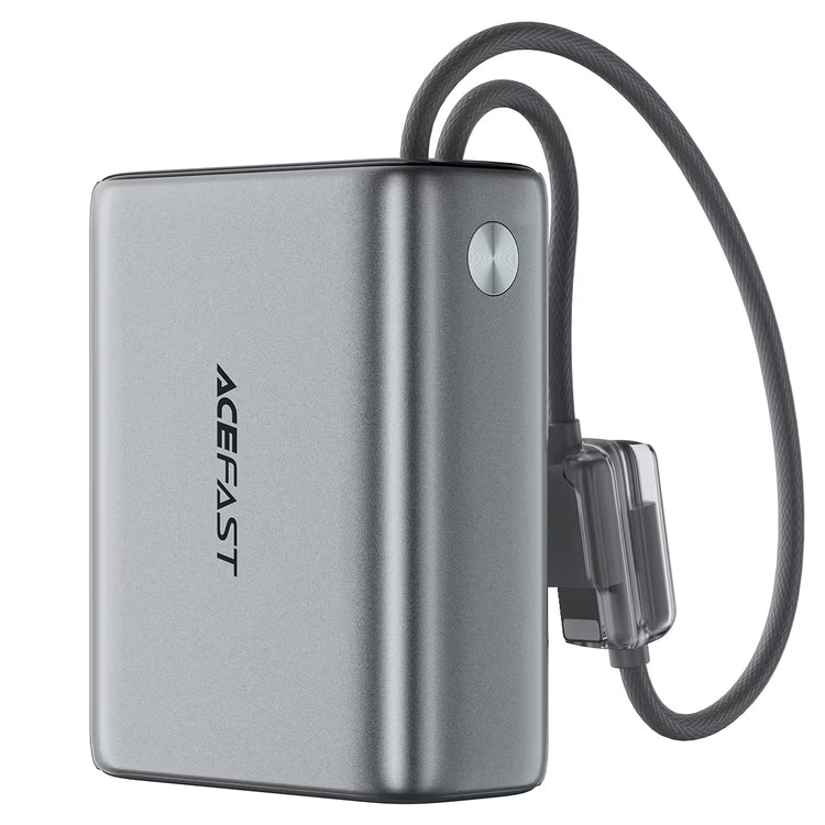 ACEFAST M48 10000 mAh POWERBANK WITH TWO CABLES METAL GRAY