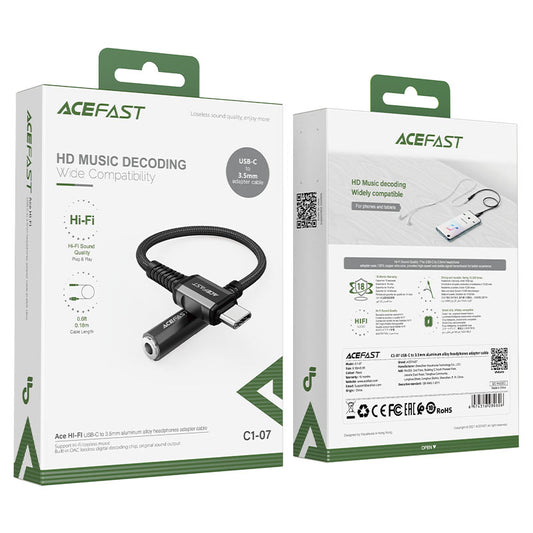 Acefast C1-07 usb-c to 3.5MM aluminum alloy jack adapter   (0.18M)