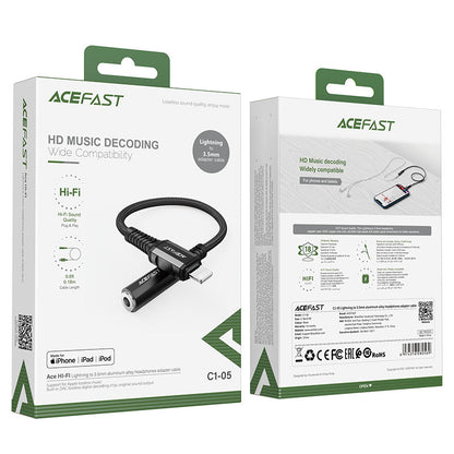 Acefast C1-05 lightning to 3.5mm aluminum alloy jack adapter  (0.18M)