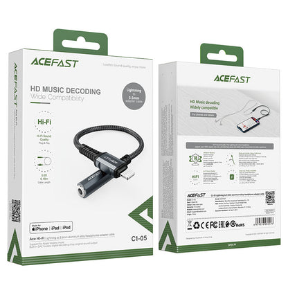 Acefast C1-05 lightning to 3.5mm aluminum alloy jack adapter  (0.18M)