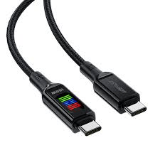 Acefast C7-03 USB-C to USB-C Zinc Alloy Charge Data Cable with Display (1.2M) Black