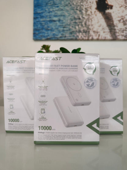 Acefast M26 PD20W 10000 mAh Magnetic Fast Wireless Charging Powerbank White