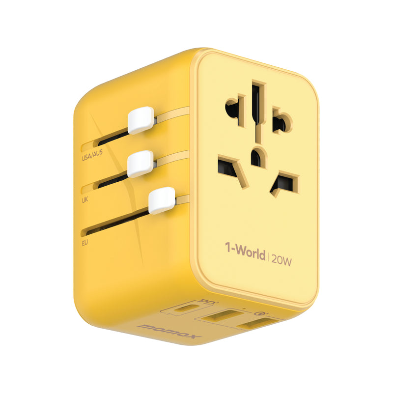 Momax 1-World 20W gAn 3 Port Plus AC Travel Adapter (UA11)